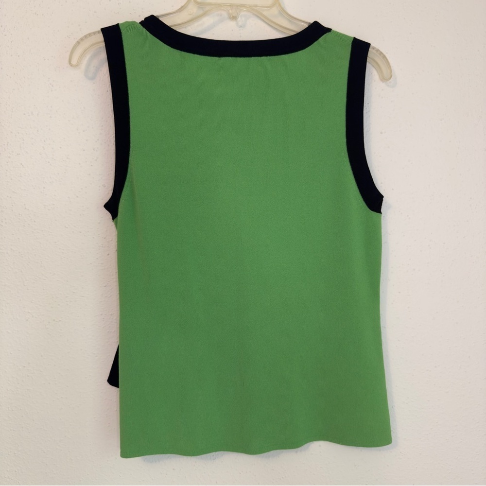 Spenser Jeremy Green Cap Sleeve Tank Blouse With Black Trim and Tie Sz L - Picture 8 of 16